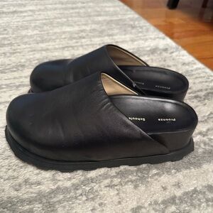 Proenza Schouler Forma Black Leather Slip On Clogs